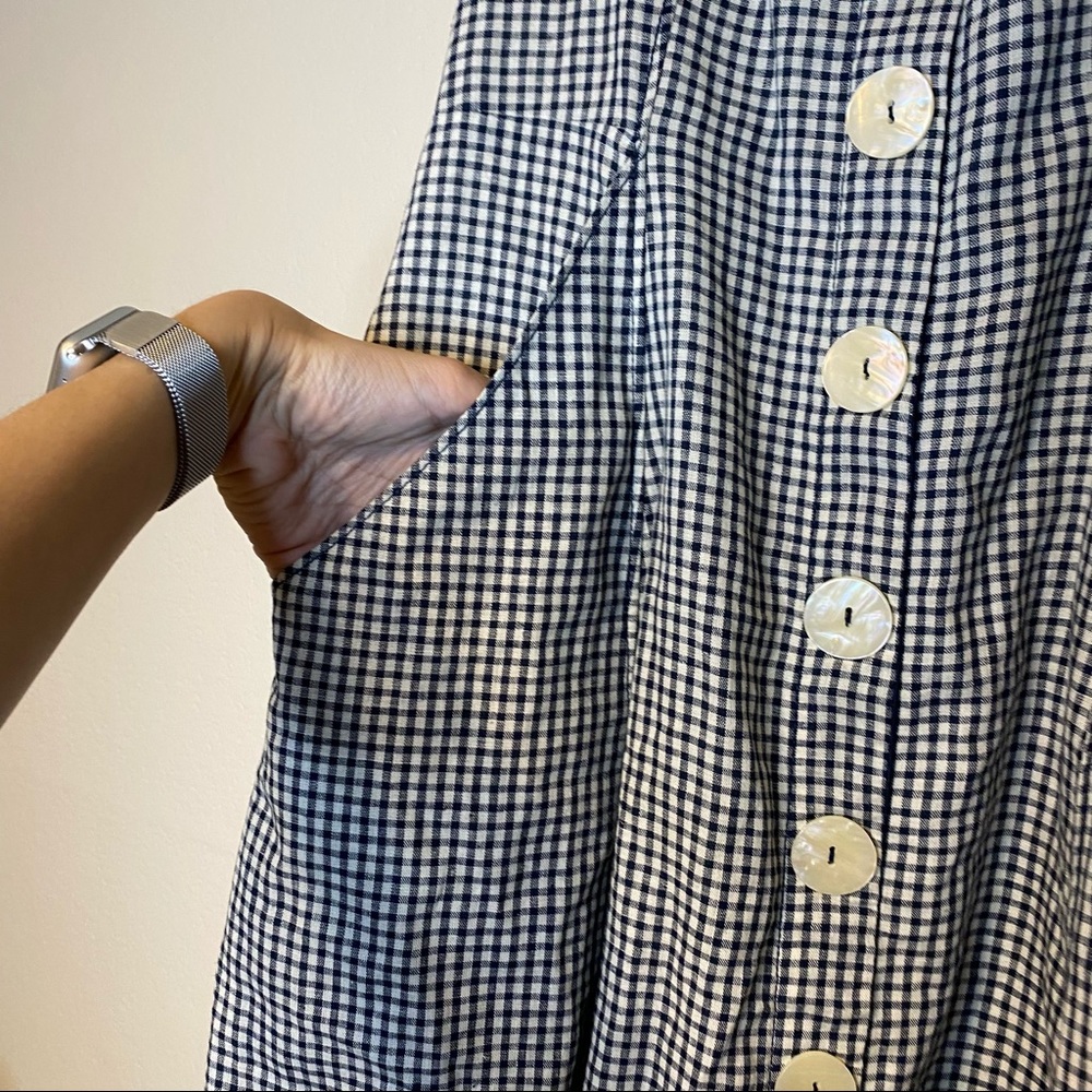 ANTHROPOLOGIE blue and white gingham Camellia collared shirt dress 4 - Picture 5 of 14